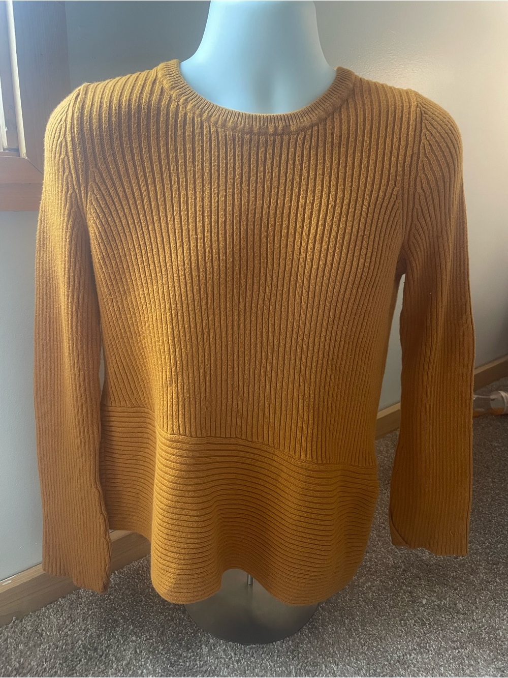 Michael Kors Women's Ribbed Crewneck Sweater in Mustard Gold